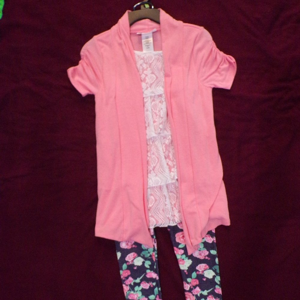 Piper Girl's Cardigan and Blouse w/ Leggings